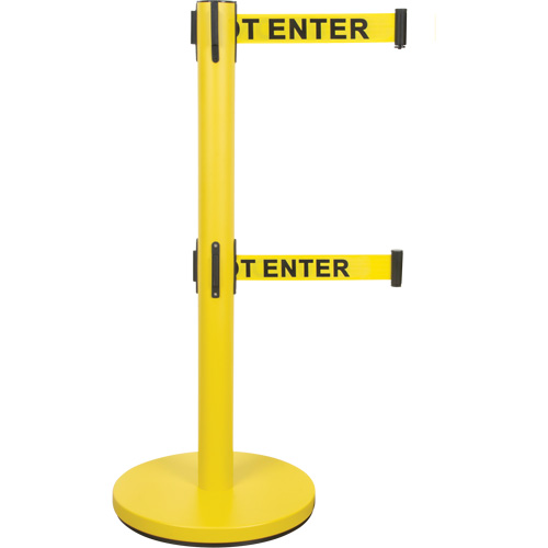 Dual Belt Crowd Control Barrier, Steel, 35" H, Yellow Tape, 7' Tape Length Planification Entrepots Molloy