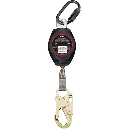 Cordage de s&eacute;curit&eacute; autor&eacute;tractable avec petit mousqueton Dynamic, 11', Polyester, Pivotant Planification Entrepots Molloy