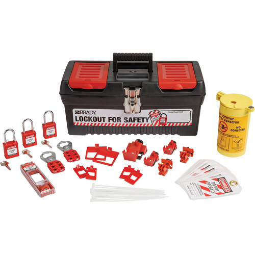 Electrical Lockout Tagout Kit with Nylon Safety Lockout Padlocks in Toolbox, Electrical Kit, 33 Components Planification Entrepots Molloy