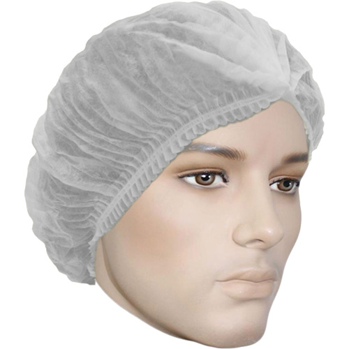 Cova-Cap Pleated Bouffant Cap, Polypropylene, 21", White Planification Entrepots Molloy