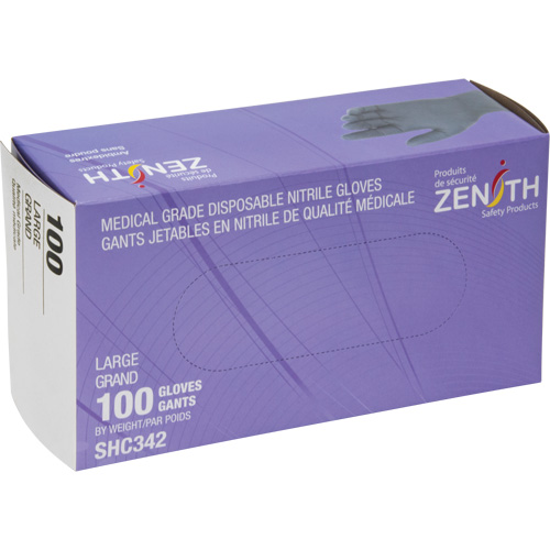 Gants jetables de calibre m&eacute;dical, Grand, Nitrile, 6 mils, Sans poudre, Noir, Classe 2 Planification Entrepots Molloy