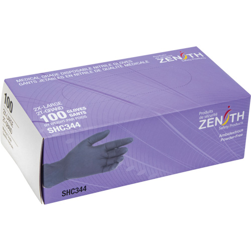 Medical Grade Disposable Gloves, 2X-Large, Nitrile, 6-mil, Powder-Free, Black, Class 2 Planification Entrepots Molloy