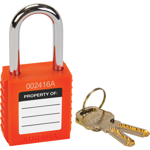Safety Lock, Orange, Keyed Different, Thermoplastic, 1-1/2" Width Planification Entrepots Molloy
