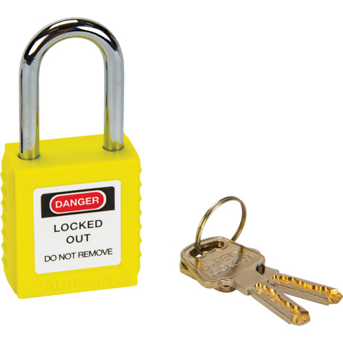 Safety Lock, Yellow, Keyed Different, Thermoplastic, 1-1/2" Width Planification Entrepots Molloy