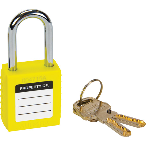 Safety Lock, Yellow, Keyed Different, Thermoplastic, 1-1/2" Width Planification Entrepots Molloy