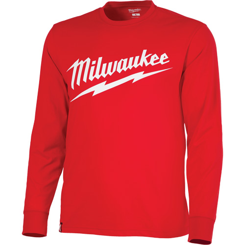Heavy-Duty Long-Sleeved T-Shirt with Milwaukee&reg; Logo, Men's, Small, Red Planification Entrepots Molloy