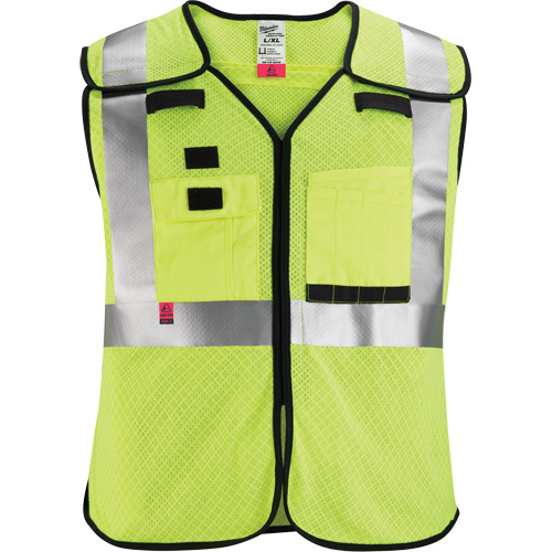 Gilet de s&eacute;curit&eacute; &agrave; maille d&eacute;tachable, Noir/Jaune lime haute visibilit&eacute;, 4T-Grand/5T-Grand Planification Entrepots Molloy