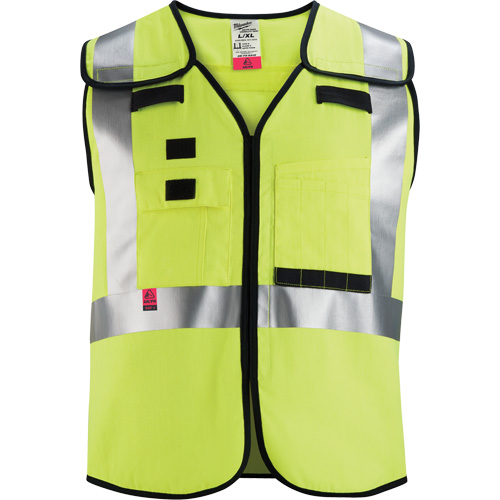 Breakaway Mesh Safety Vest, Black/High Visibility Lime-Yellow, Large/X-Large Planification Entrepots Molloy