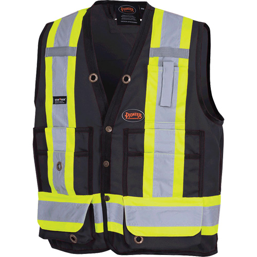 6692BK Surveyor's Safety Vest, Black, Medium, Polyester Planification Entrepots Molloy
