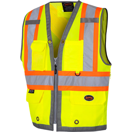 6673 Veste d'arpenteur au dos en maille avec fermeture &agrave; glissi&egrave;re, Jaune lime haute visibilit&eacute;, Petit, Polyester Planification Entrepots Molloy