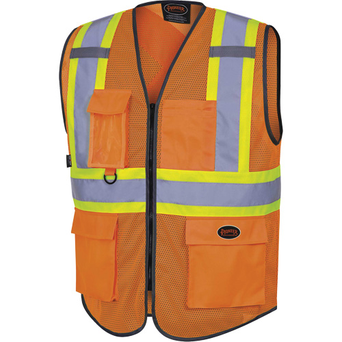 6960 Veste de s&eacute;curit&eacute; &agrave; maille en avant, Orange haute visibilit&eacute;, Moyen, Polyester Planification Entrepots Molloy