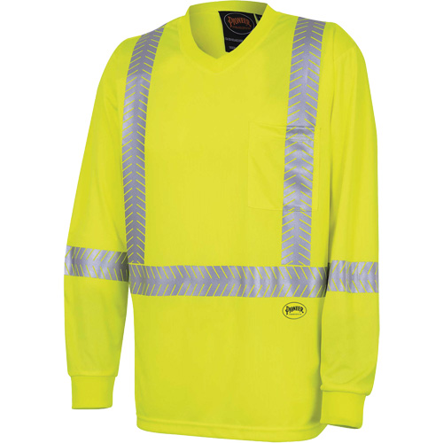 6905A Chandail de s&eacute;curit&eacute; &agrave; manches longues ultra respirant et ultra frais, T-petit, Jaune lime haute visibilit&eacute; Planification Entrepots Molloy
