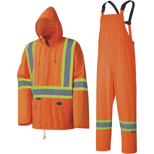 5598 Combinaison de pluie imperm&eacute;able et l&eacute;g&egrave;re, Polyester/PVC, Petit, Orange haute visibilit&eacute; Planification Entrepots Molloy