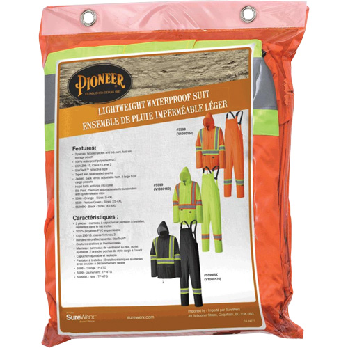 5598 Combinaison de pluie imperm&eacute;able et l&eacute;g&egrave;re, Polyester/PVC, Petit, Orange haute visibilit&eacute; Planification Entrepots Molloy