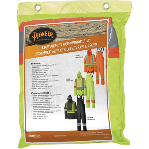 5599 Combinaison de pluie imperm&eacute;able et l&eacute;g&egrave;re, Polyester/PVC, T-petit, Jaune lime haute visibilit&eacute; Planification Entrepots Molloy