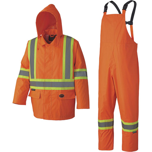 5608 Combinaison de pluie imperm&eacute;able 210D, Polyester/PVC, Petit, Orange haute visibilit&eacute; Planification Entrepots Molloy