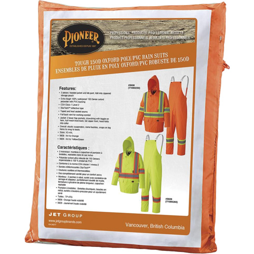 5608 Combinaison de pluie imperm&eacute;able 210D, Polyester/PVC, Petit, Orange haute visibilit&eacute; Planification Entrepots Molloy