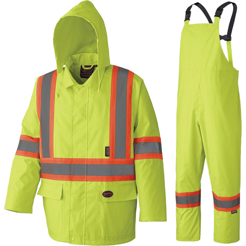5609 Combinaison de pluie imperm&eacute;able 210D, Polyester/PVC, T-petit, Jaune lime haute visibilit&eacute; Planification Entrepots Molloy
