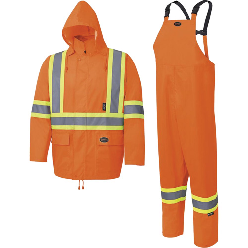 5618 Combinaison de pluie 150D, Polyester/Polyur&eacute;thane, Petit, Orange haute visibilit&eacute; Planification Entrepots Molloy