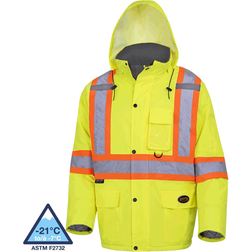 5031 Manteau de s&eacute;curit&eacute; matelass&eacute; imperm&eacute;able, Jaune lime haute visibilit&eacute;, Petit Planification Entrepots Molloy