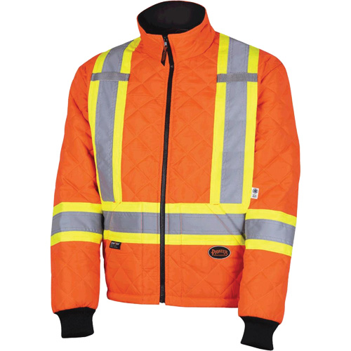 5015A Quilted Freezer Jacket, Polyester, High Visibility Orange, X-Small Planification Entrepots Molloy