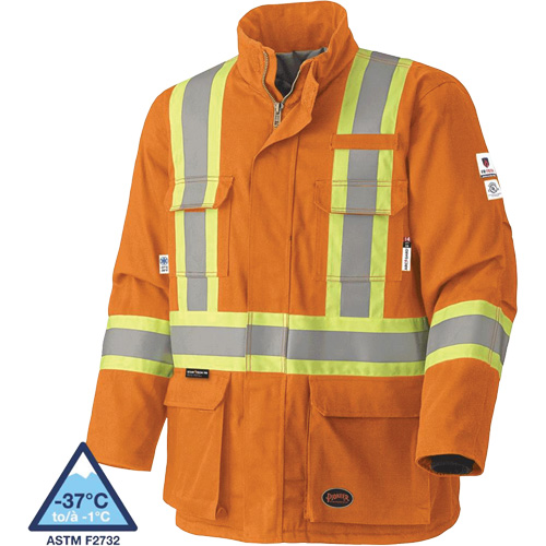 5533 Flame-Resistant Safety Parka, Small, High Visibility Orange, 58 cal/cm² Planification Entrepots Molloy