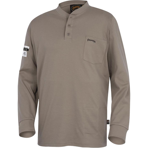331 Chandail Henley en tricot interlock ignifuge, Petit, Beige Planification Entrepots Molloy