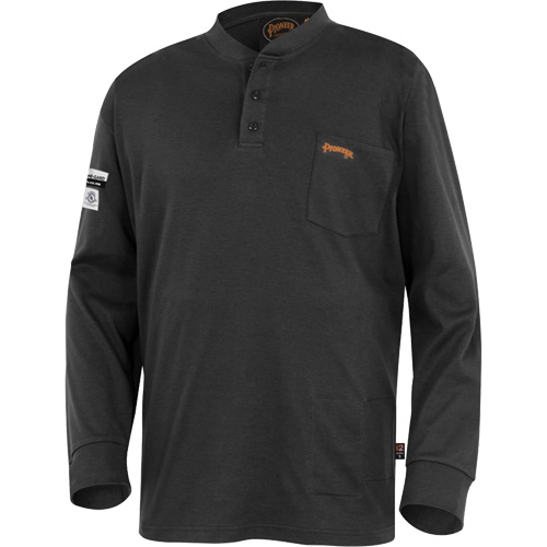 332 Chandail Henley en tricot interlock ignifuge, Petit, Noir Planification Entrepots Molloy