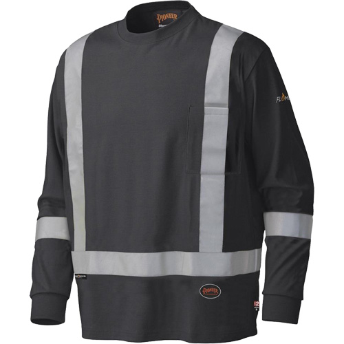340SFA Flame-Resistant Long-Sleeved Safety Shirt, Small, Black Planification Entrepots Molloy