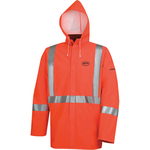 576J High-Visibility FR Rain Jacket, Small, High Visibility Orange Planification Entrepots Molloy