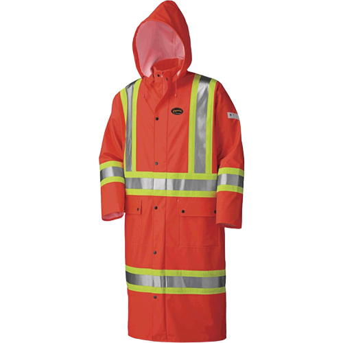 5896 Flame Resistant Waterproof Long Coat, Small, High Visibility Orange Planification Entrepots Molloy