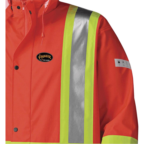 5896 Flame Resistant Waterproof Long Coat, Small, High Visibility Orange Planification Entrepots Molloy