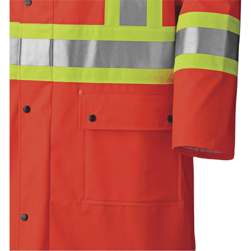 5896 Flame Resistant Waterproof Long Coat, Small, High Visibility Orange Planification Entrepots Molloy
