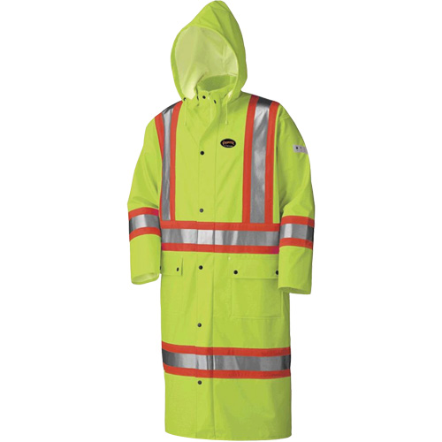 5897 Manteau long imperm&eacute;able et ignifuge, Grand, Jaune lime haute visibilit&eacute; Planification Entrepots Molloy