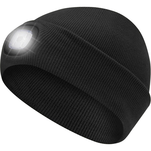 5678 Knit Toque with LED Headlight, Fleece Lining, One Size, Black Planification Entrepots Molloy