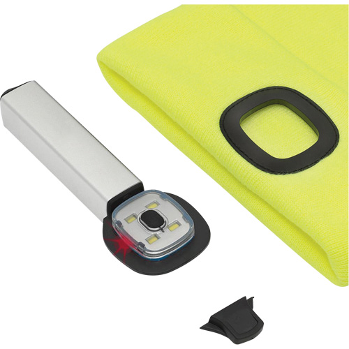 5676 Knit Toque with LED Headlight, Fleece Lining, One Size, High Visibility Yellow Planification Entrepots Molloy