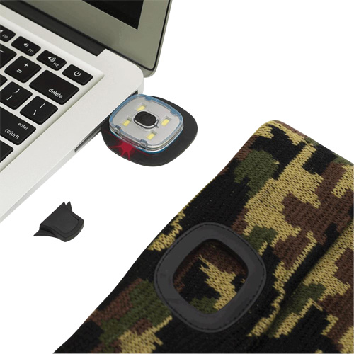 5677 Knit Toque with LED Headlight, Fleece Lining, One Size, Camo Planification Entrepots Molloy