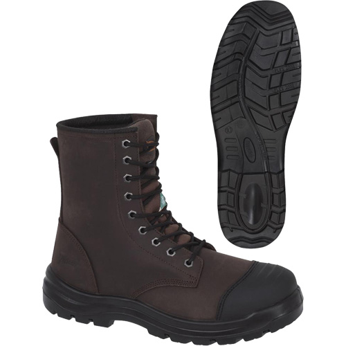 1028 Bottes de travail 8" marron, Cuir, Embout Acier, Taille 10 Planification Entrepots Molloy