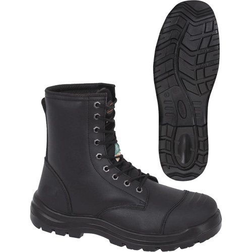 1027 Bottes de travail 8" noires, Cuir, Embout Acier, Taille 10 Planification Entrepots Molloy
