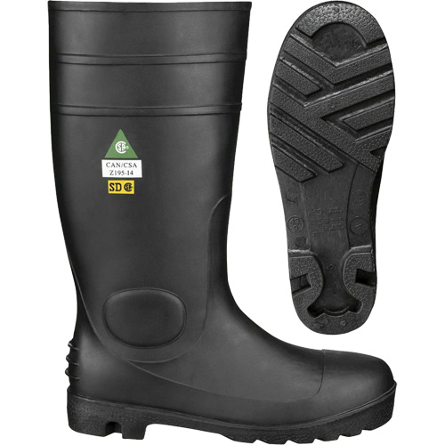 1022 Safety Boots, PVC, Steel Toe, Size 10, Puncture Resistant Sole Planification Entrepots Molloy