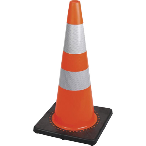 183 C&ocirc;ne de s&eacute;curit&eacute; flexible de premi&egrave;re qualit&eacute;, 28", Orange, Bande(s) r&eacute;fl&eacute;chissante(s) 4" & 6" Planification Entrepots Molloy
