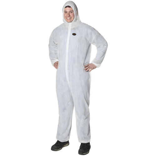 2035 Disposable Coveralls, Small, White, Polypropylene Planification Entrepots Molloy