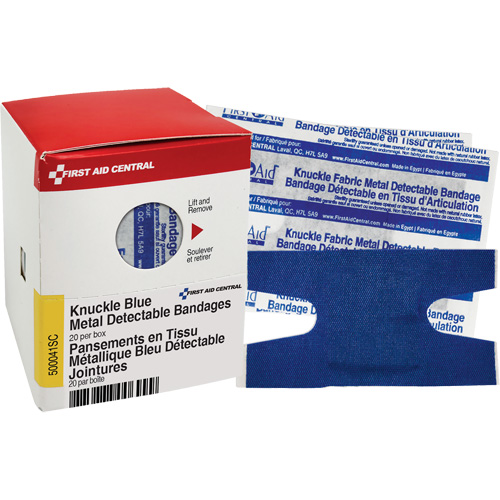Knuckle Blue Detectable Bandages, Knuckle, Fabric Metal Detectable, Sterile Planification Entrepots Molloy