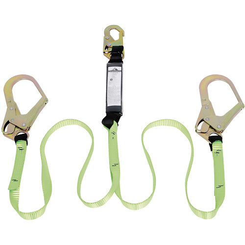 SA-54022-6 Shock Absorbing Lanyard, 6', Rebar Hook Center, Snap Hook Leg Ends, Polyester Planification Entrepots Molloy