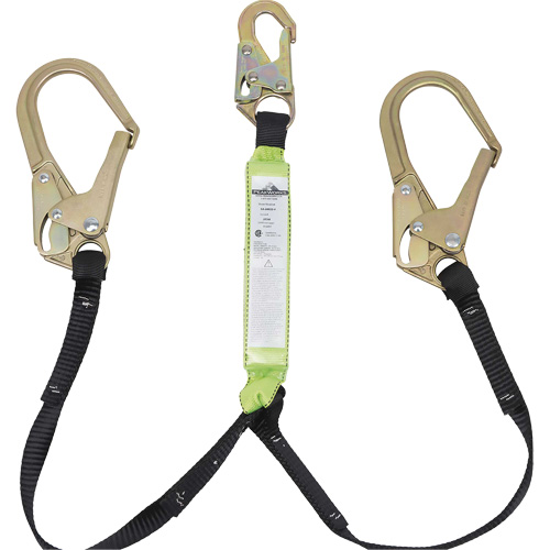 SA-64022-4 Shock Absorbing Lanyard, 4', Rebar Hook Center, Snap Hook Leg Ends, Polyester Planification Entrepots Molloy