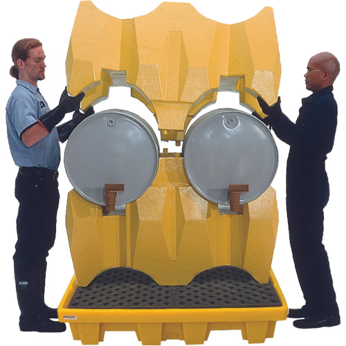 Syst&egrave;me de confinement Ultra-Drum avec drain pour 4 barils, 53" lo x 53" la x 77,8" ha, 3000 gal. US Capacit&eacute; Planification Entrepots Molloy