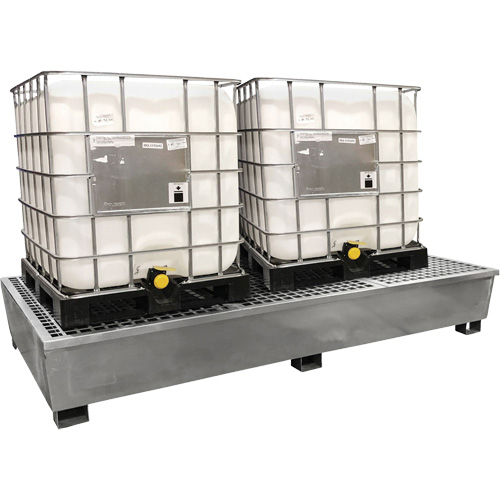 Ultra-Twin IBC Spill Pallet en acier, Capacit&eacute; de d&eacute;versement 370 gal. US, 103,8" x 26,8" x 51,1" Planification Entrepots Molloy