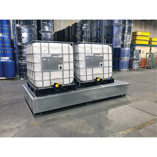 Ultra-Twin IBC Spill Pallet en acier, Capacit&eacute; de d&eacute;versement 370 gal. US, 103,8" x 26,8" x 51,1" Planification Entrepots Molloy