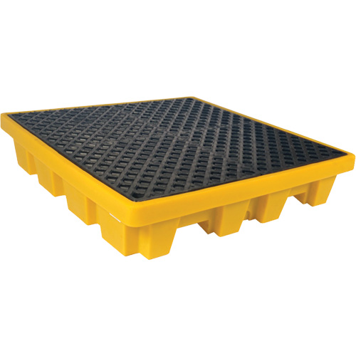4-Drum Nestable Ultra-Spill Pallet&reg;, 66 US gal. Spill Capacity, 51" x 51" x 10" Planification Entrepots Molloy