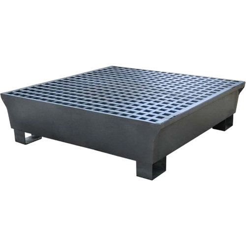 Ultra-Spill Pallet en acier, 4 barils, Capacit&eacute; de d&eacute;versement 68 gal. US, 49,1" x 47,1" x 10,9" Planification Entrepots Molloy